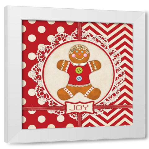 Gingerbread Girl Joy White Modern Wood Framed Art Print by Marrott, Stephanie