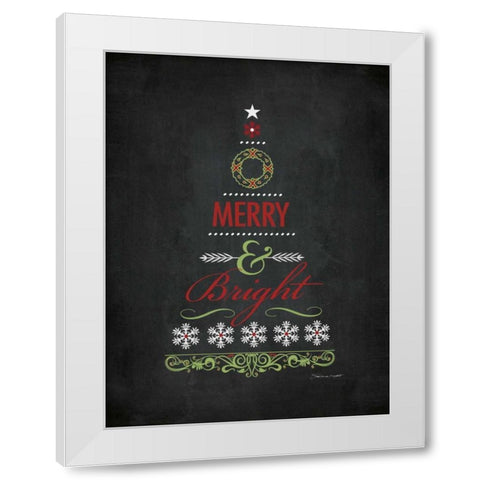 Merry and Bright White Modern Wood Framed Art Print by Marrott, Stephanie