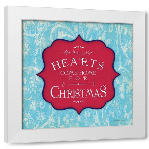 All Hearts - Aqua White Modern Wood Framed Art Print by Marrott, Stephanie
