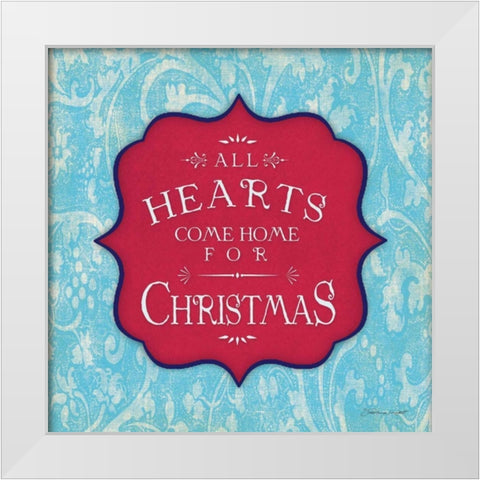 All Hearts - Aqua White Modern Wood Framed Art Print by Marrott, Stephanie