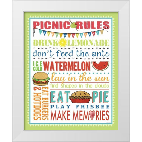 Picnic Rules White Modern Wood Framed Art Print by Marrott, Stephanie