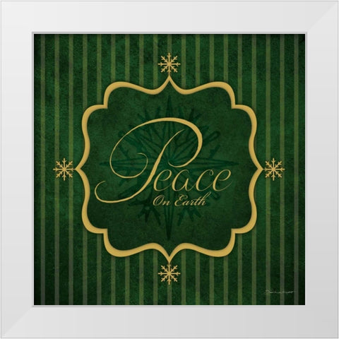 Peace - Green and Gold White Modern Wood Framed Art Print by Marrott, Stephanie