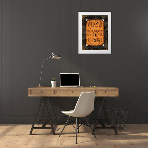 Welcome   White Modern Wood Framed Art Print by Marrott, Stephanie