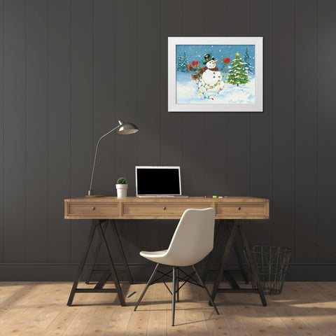 Snowman II White Modern Wood Framed Art Print by Marrott, Stephanie