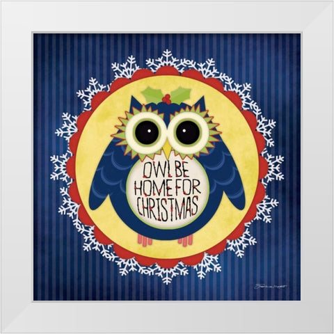 Owl Holiday II White Modern Wood Framed Art Print by Marrott, Stephanie