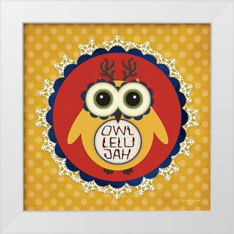 Owl Holiday III White Modern Wood Framed Art Print by Marrott, Stephanie