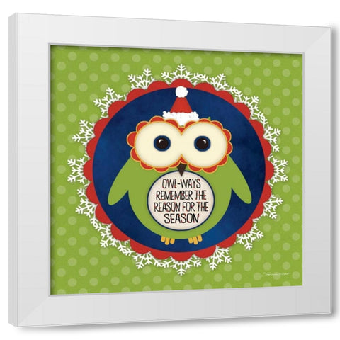 Owl Holiday IV White Modern Wood Framed Art Print by Marrott, Stephanie