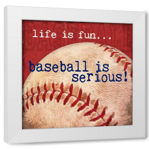 Baseball White Modern Wood Framed Art Print by Marrott, Stephanie