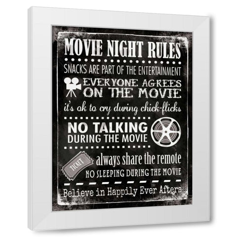 Movie Rules White Modern Wood Framed Art Print by Marrott, Stephanie
