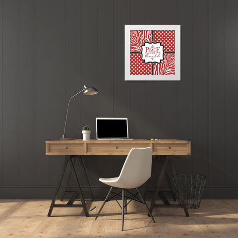 Peace - Animal White White Modern Wood Framed Art Print by Marrott, Stephanie