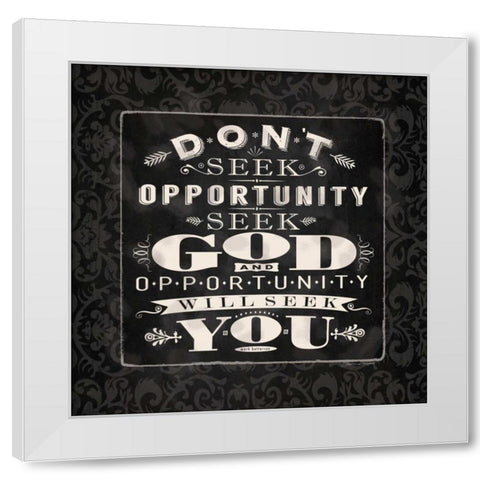 Seek God BandW White Modern Wood Framed Art Print by Marrott, Stephanie
