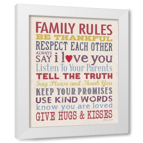 Family Rules White Modern Wood Framed Art Print by Marrott, Stephanie