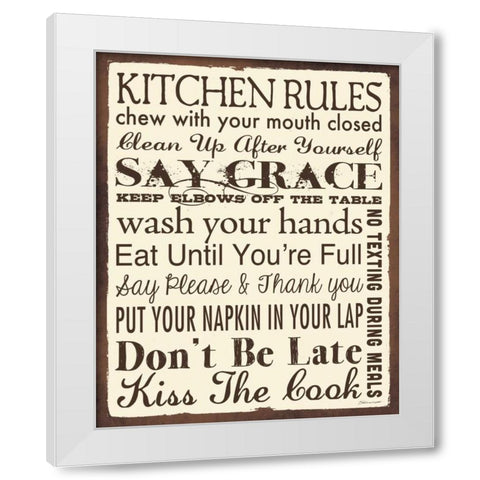 Kitchen Rules White Modern Wood Framed Art Print by Marrott, Stephanie