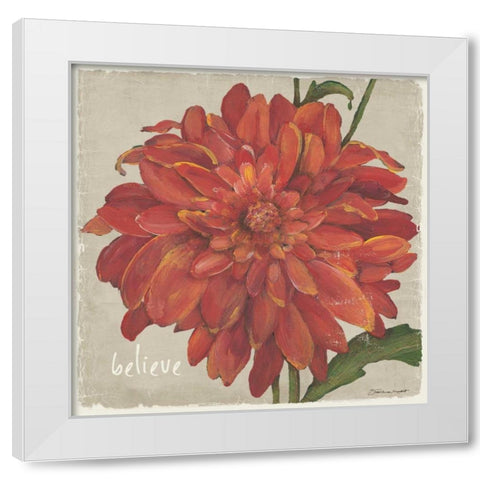 Believe Floral White Modern Wood Framed Art Print by Marrott, Stephanie
