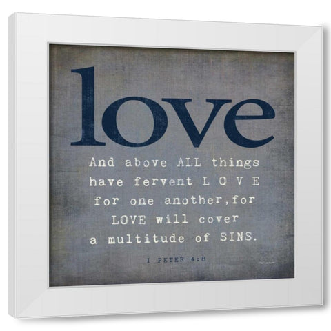Love White Modern Wood Framed Art Print by Marrott, Stephanie