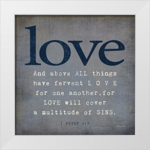Love White Modern Wood Framed Art Print by Marrott, Stephanie
