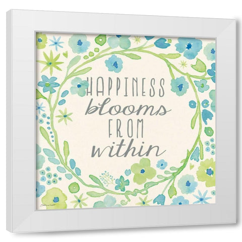 Happiness Blooms White Modern Wood Framed Art Print by Marrott, Stephanie