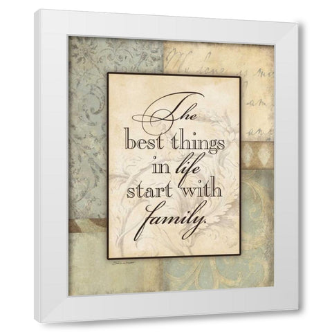 Start With Family White Modern Wood Framed Art Print by Marrott, Stephanie