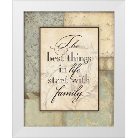Start With Family White Modern Wood Framed Art Print by Marrott, Stephanie