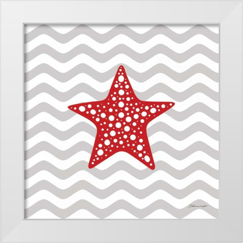 Starfish White Modern Wood Framed Art Print by Marrott, Stephanie