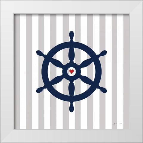 Ship Wheel White Modern Wood Framed Art Print by Marrott, Stephanie