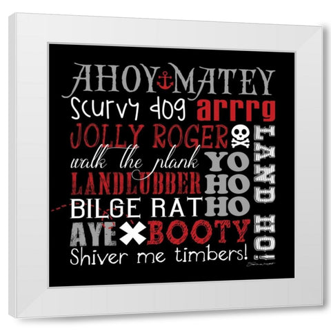 Pirate Speak White Modern Wood Framed Art Print by Marrott, Stephanie