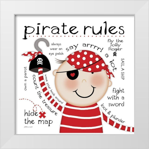 Pirate Rules White Modern Wood Framed Art Print by Marrott, Stephanie