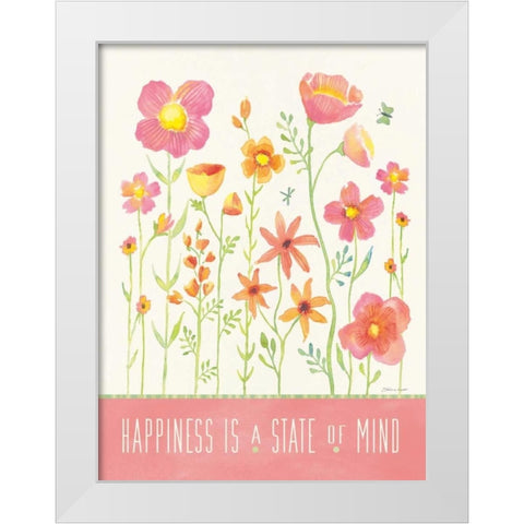 Happiness Garden White Modern Wood Framed Art Print by Marrott, Stephanie
