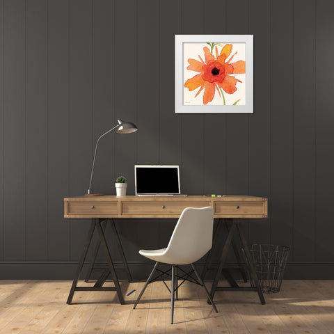 Poppy II White Modern Wood Framed Art Print by Marrott, Stephanie