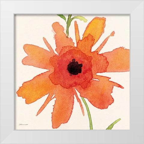 Poppy II White Modern Wood Framed Art Print by Marrott, Stephanie