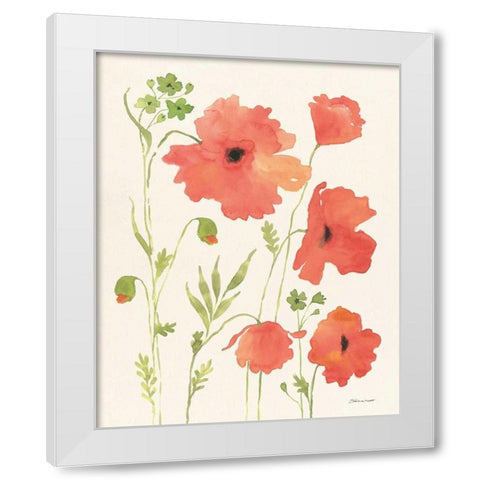 Poppy Garden White Modern Wood Framed Art Print by Marrott, Stephanie