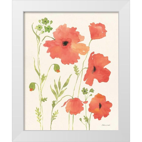 Poppy Garden White Modern Wood Framed Art Print by Marrott, Stephanie