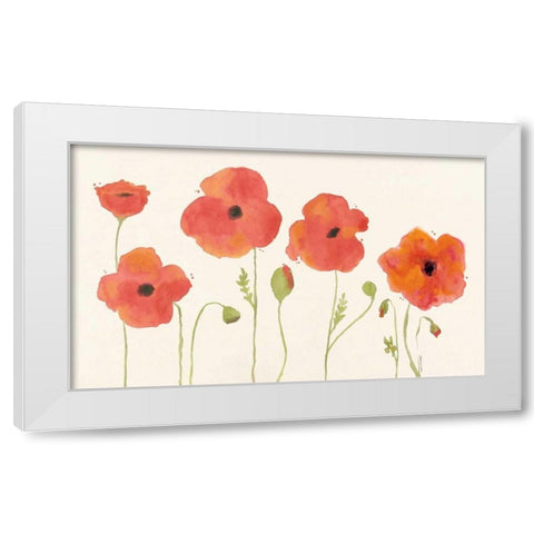 Poppies White Modern Wood Framed Art Print by Marrott, Stephanie