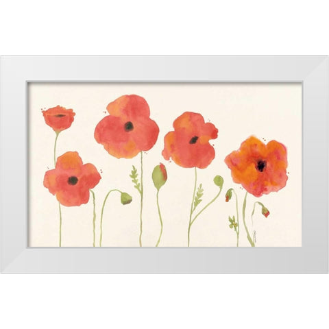 Poppies White Modern Wood Framed Art Print by Marrott, Stephanie