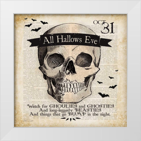 Skull White Modern Wood Framed Art Print by Marrott, Stephanie