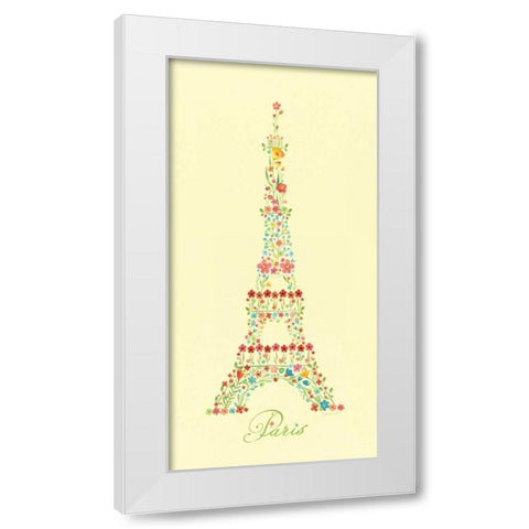 Eiffel Tower in Flowers II White Modern Wood Framed Art Print by Marrott, Stephanie