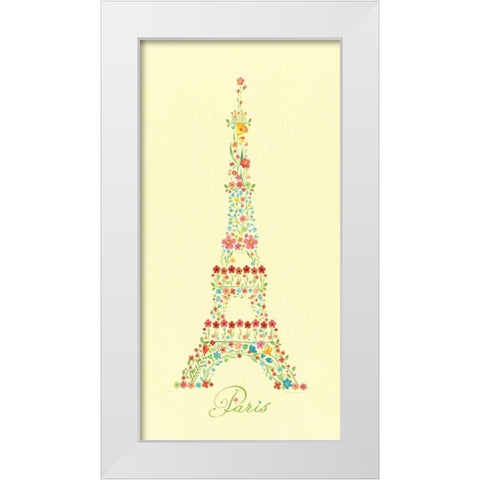 Eiffel Tower in Flowers II White Modern Wood Framed Art Print by Marrott, Stephanie