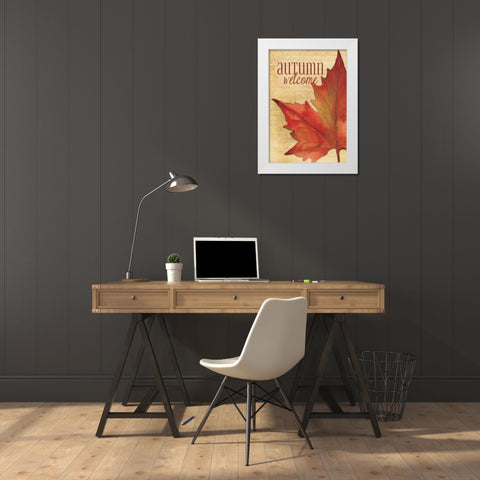 Autumn Welcome I  White Modern Wood Framed Art Print by Marrott, Stephanie