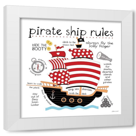 Pirate Ship Rules White Modern Wood Framed Art Print by Marrott, Stephanie