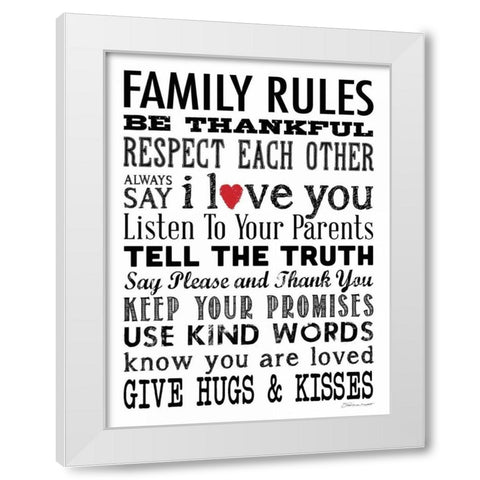Family Rules White Modern Wood Framed Art Print by Marrott, Stephanie
