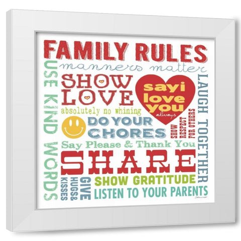 Family Rules White Modern Wood Framed Art Print by Marrott, Stephanie