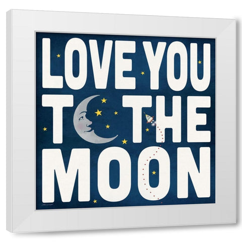 To the Moon White Modern Wood Framed Art Print by Marrott, Stephanie