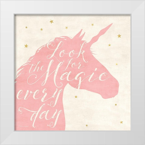 Unicorn Wishes White Modern Wood Framed Art Print by Marrott, Stephanie