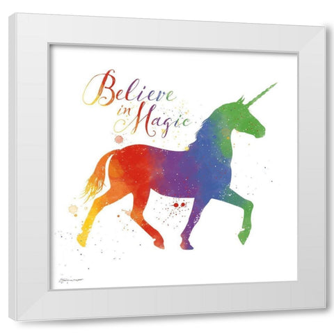 Magic Unicorn White Modern Wood Framed Art Print by Marrott, Stephanie