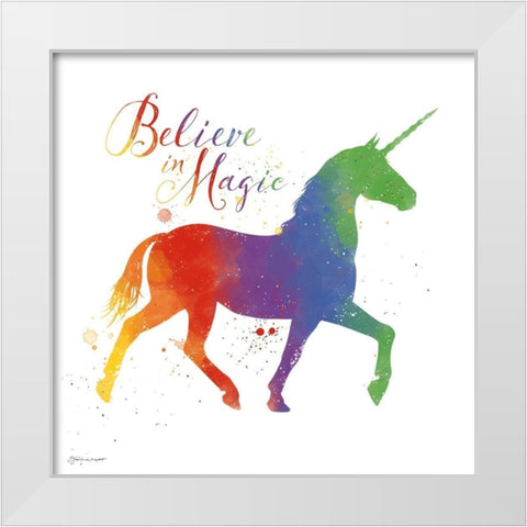 Magic Unicorn White Modern Wood Framed Art Print by Marrott, Stephanie