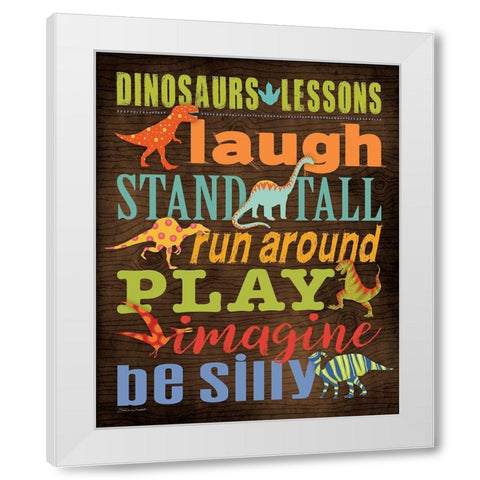 Dinosaur Lessons White Modern Wood Framed Art Print by Marrott, Stephanie