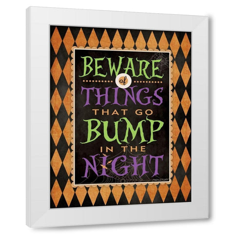 Beware White Modern Wood Framed Art Print by Marrott, Stephanie