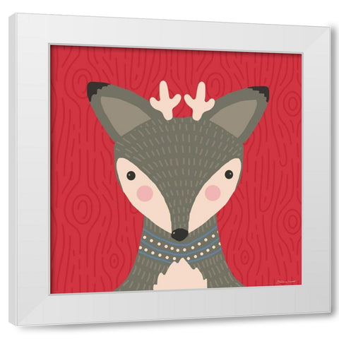 Woodland Deer White Modern Wood Framed Art Print by Marrott, Stephanie