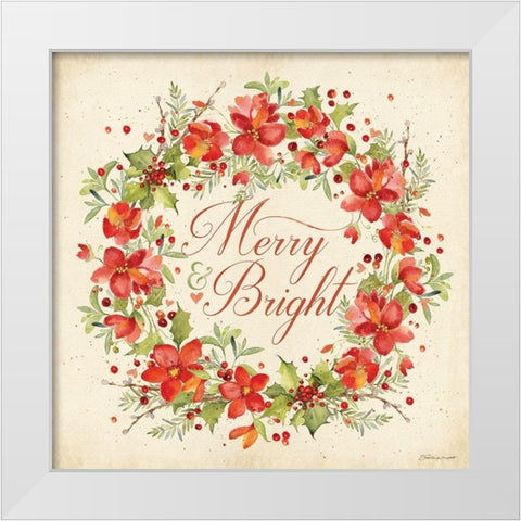 Merry and Bright White Modern Wood Framed Art Print by Marrott, Stephanie