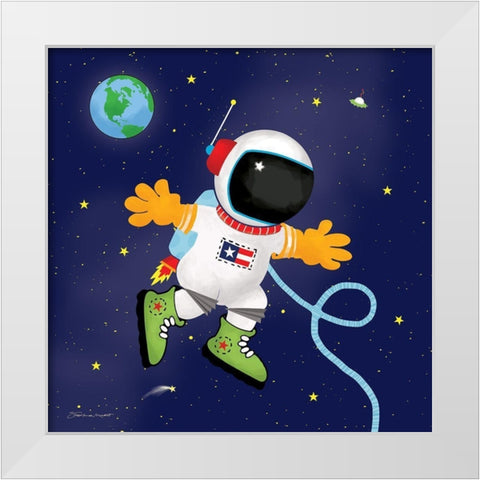 Astronaut In Space White Modern Wood Framed Art Print by Marrott, Stephanie